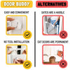 dog proof door latch for cats Door Buddy adjustable pet door strap and door stop that creates a small opening for cats while preventing dogs from entering.