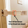 Door Buddy door prop Torx wrench and T8 screws replacement hardware set designed for assembling or repairing the Door Buddy cat door prop that keeps dogs out of litter box rooms.