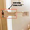 Door Buddy door prop strike plate replacement part interior door hardware used with Door Buddy cat door prop to keep doors slightly open for cats while keeping dogs out.