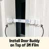 door frame protection film for Door Buddy door strap adhesive surface guard that protects paint while installing cat door latch, dog proof door latch, or baby proof door strap.