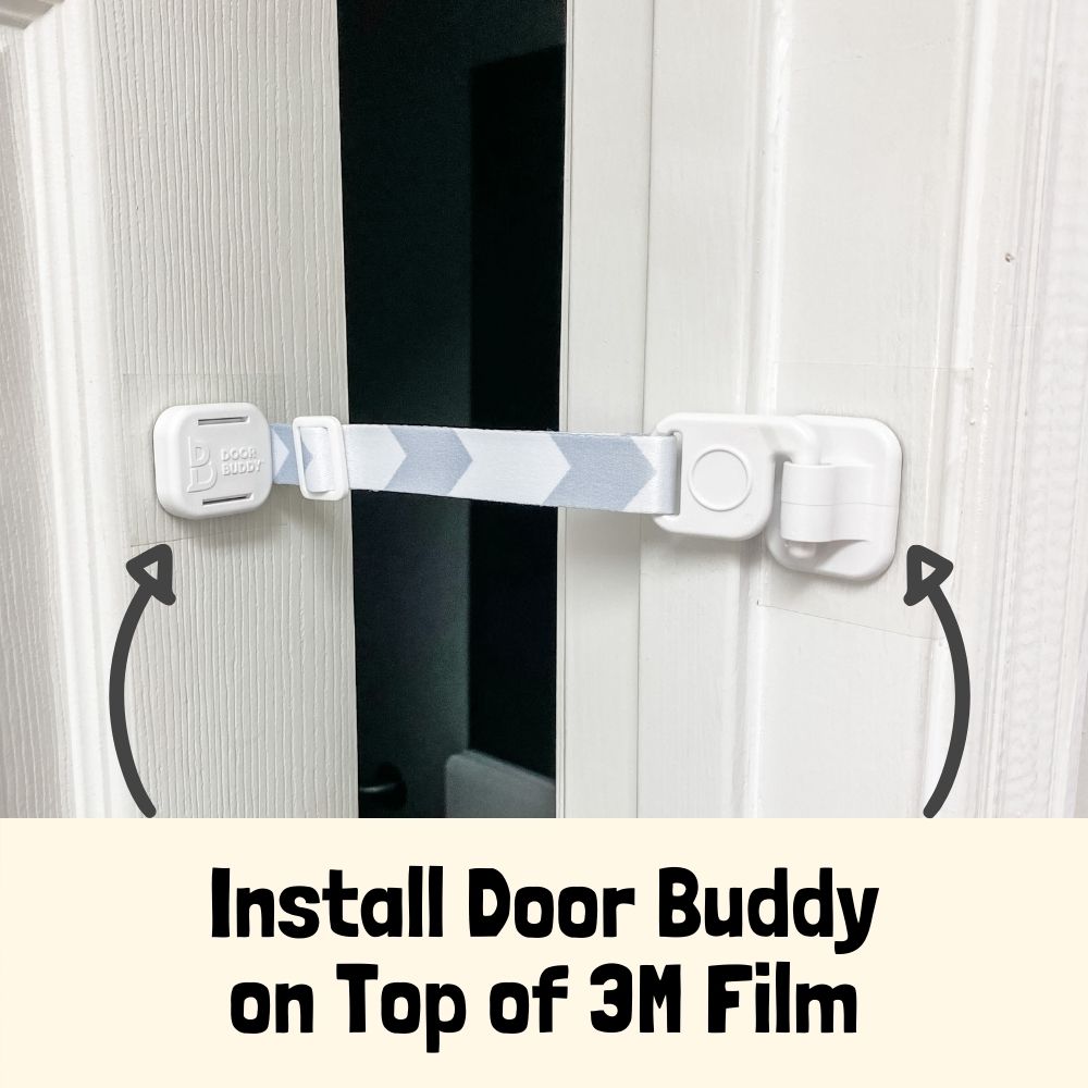 door frame protection film for Door Buddy door strap adhesive surface guard that protects paint while installing cat door latch, dog proof door latch, or baby proof door strap.