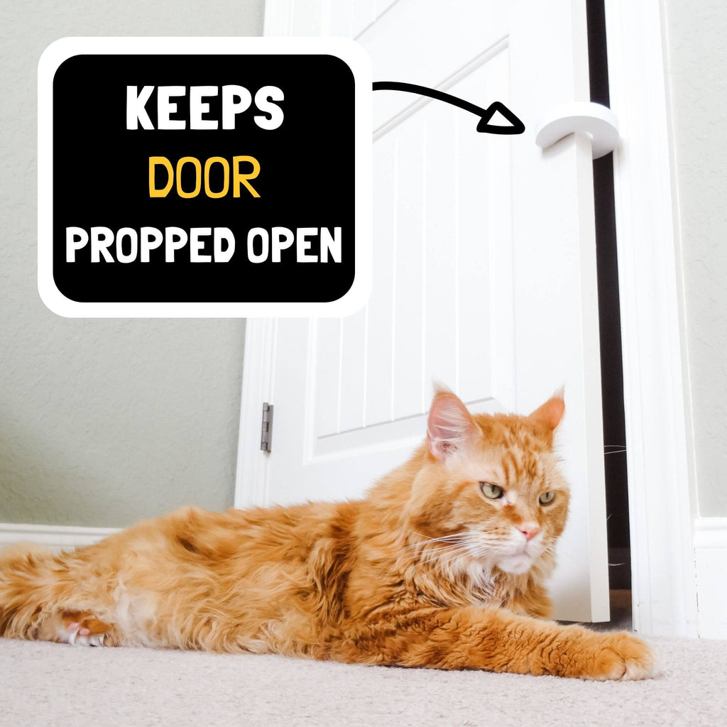 baby proof door stopper Door Buddy child safety door stop and pet safety door protector designed to prevent door slams and protect babies, cats, and dogs.